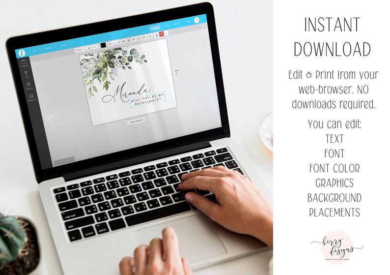 Rustic Eucalyptus Printable Card Maid Of Honor Proposal Card Matron of Honor BD44 Greenery Will You Be My Bridesmaid Card Instant Download