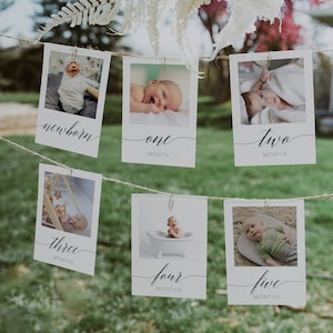 Bannière minimaliste de photo d'anniversaire de première année, photos simples d'anniversaire de 1ère année, 1ère année de bébé, cartes d'étape mensuelles imprimables, #2