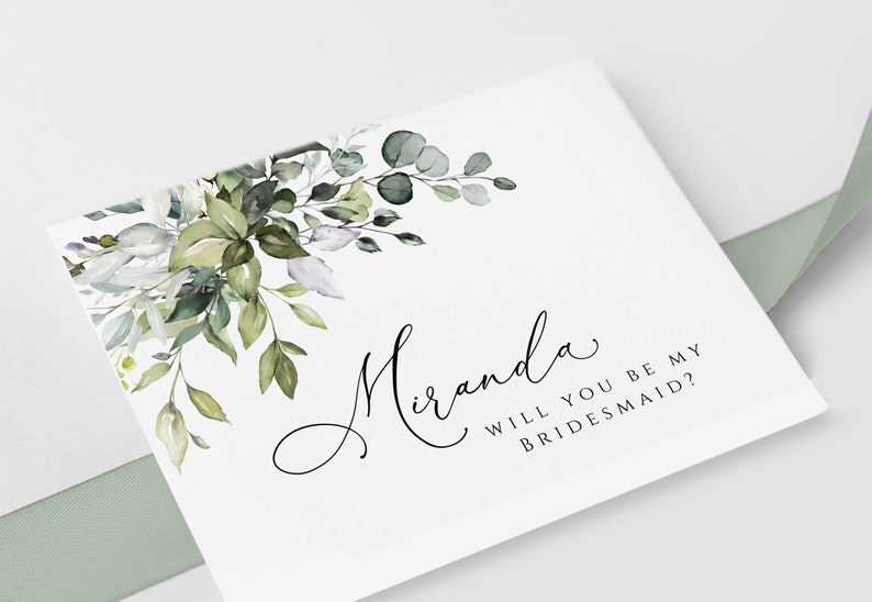 Rustic Eucalyptus Printable Card Maid Of Honor Proposal Card Matron of Honor BD44 Greenery Will You Be My Bridesmaid Card Instant Download