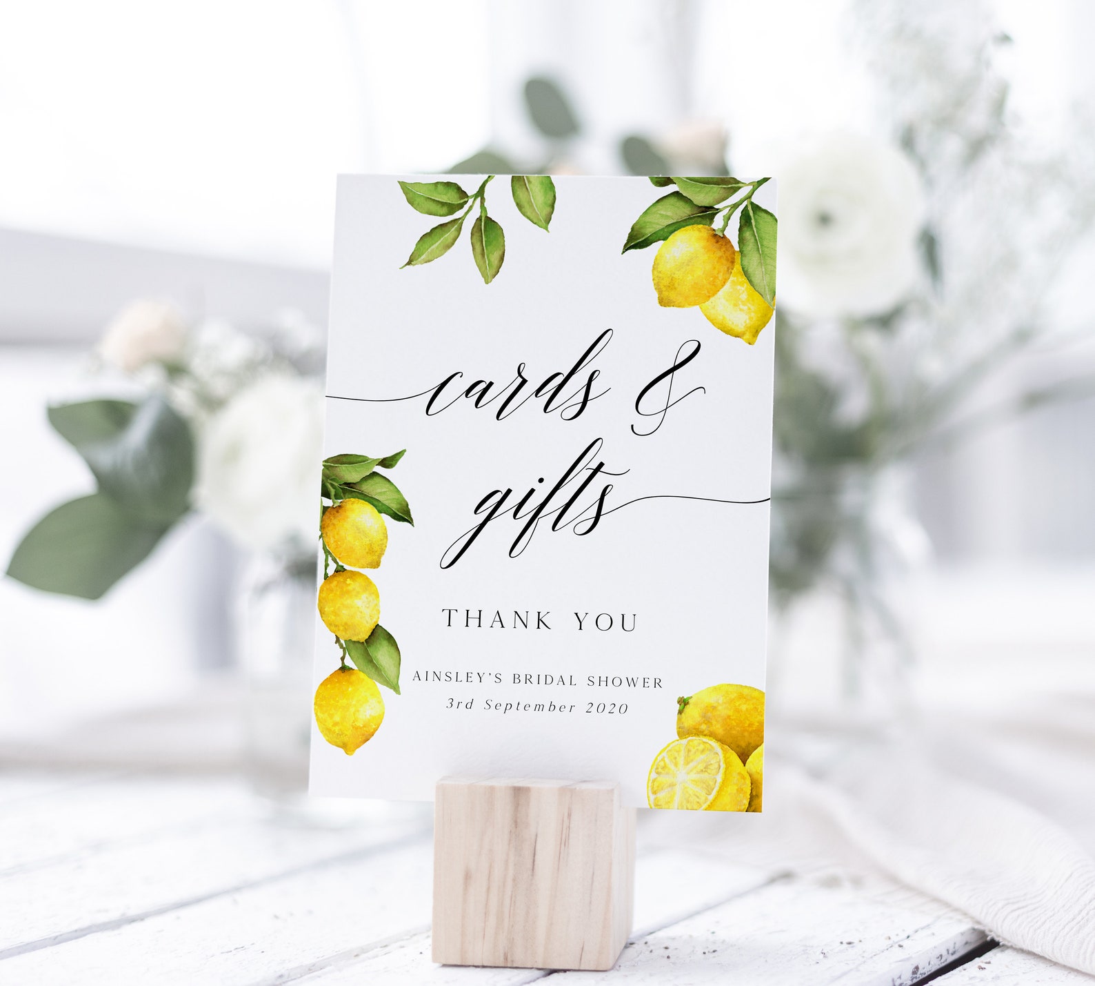 Lemon Cards Gifts Editable Sign Template Watercolor Lemon Etsy