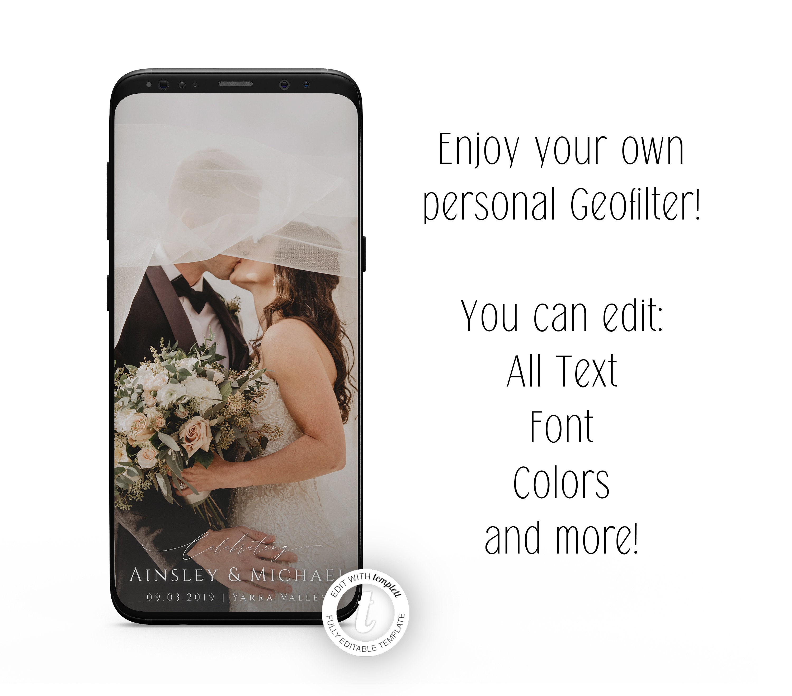 Wedding Geofilter Wedding Filter Editable Template | Etsy