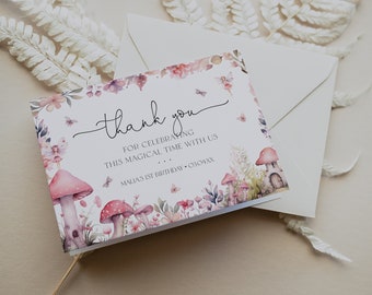 Fairy Thank You Editable Card Template, Fairy Birthday Party Thank You Card, Enchanted Fairy Thank You Note, Printable Thank You, BD189