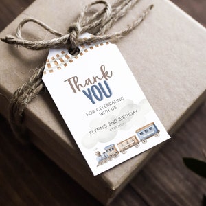 Chugga Two Two Thank You Gift Tag Template, Train 2nd Birthday Favors, Boys Birthday Printable Favors, Train Birthday Party Decor, BD170