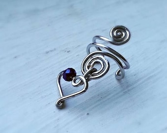 Heart and Spiral Ear Cuff