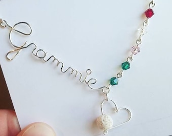 Name necklace, birthstone necklace, customize, custom word, inspiration, grandma necklace, Sterling silver, gifts for her, sentimental