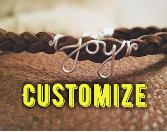 Wire Leather Bracelet, Customize, Braided, Name Bracelet, Inspiration, Christian, Encourage, Word Bracelet, Custom, Cursive