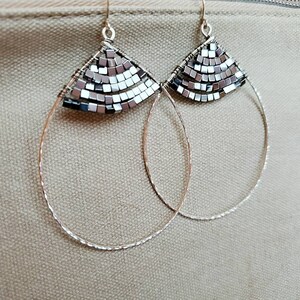 Disco Earrings, Shimmery Teardrop Earrings, Big Silver Earrings, Hammered Earrings, Wire Wrapped Earrings, 3 Inch Earrings, Fuller House