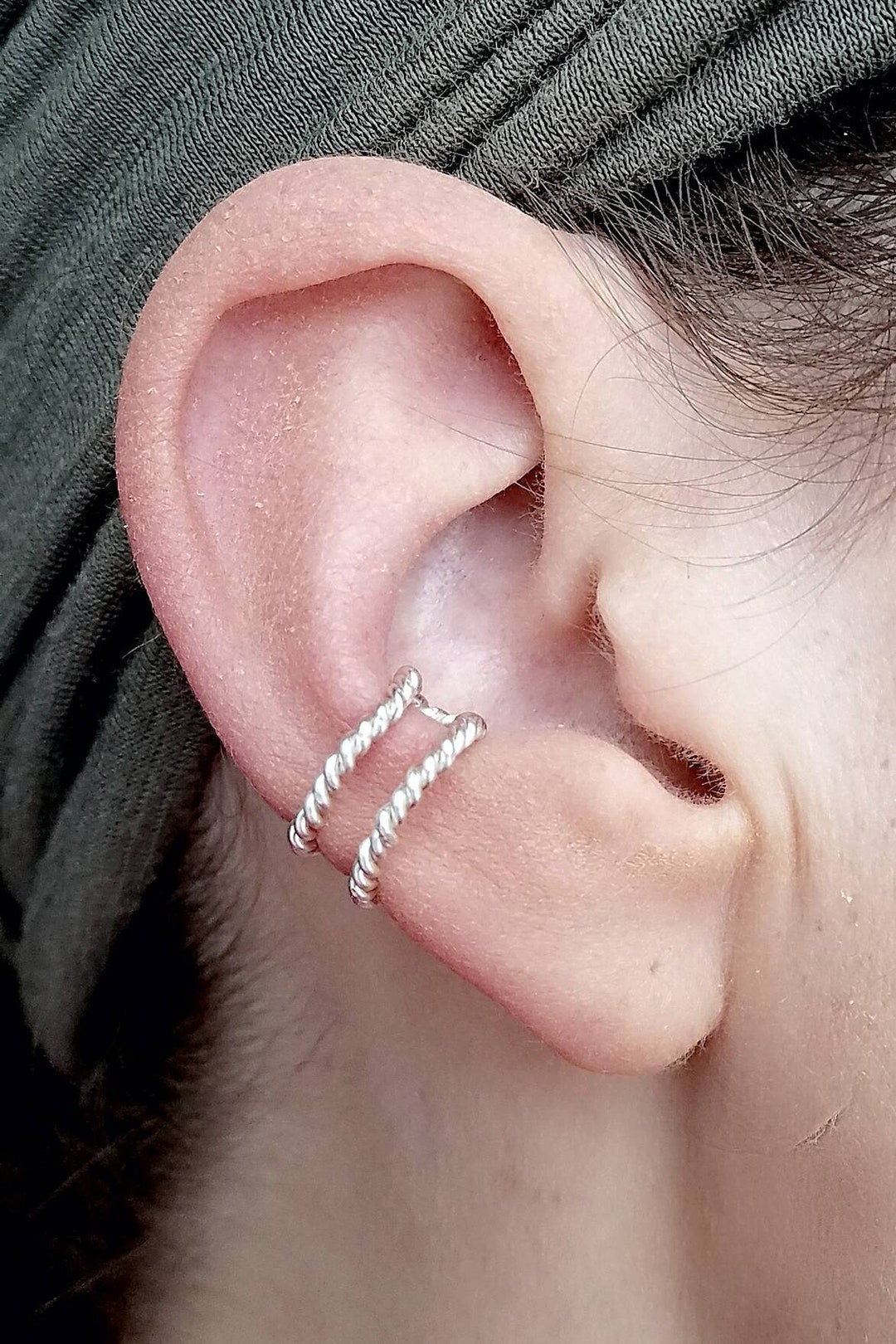 Double Twist Ear Cuff, Faux Ear Piercing, Copper Ear Cuff, Wire Ear