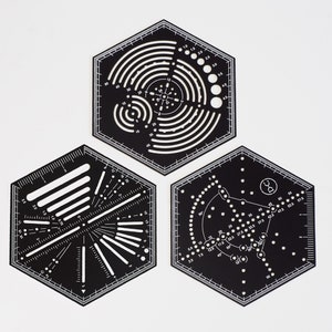 HEXAGONALE HERSTEL 2.0 | Herdefinieer je schetsgereedschap | Zwarte liniaal | kantoorbehoeften |Tekeningontwerp | Knutselgereedschap |metaal