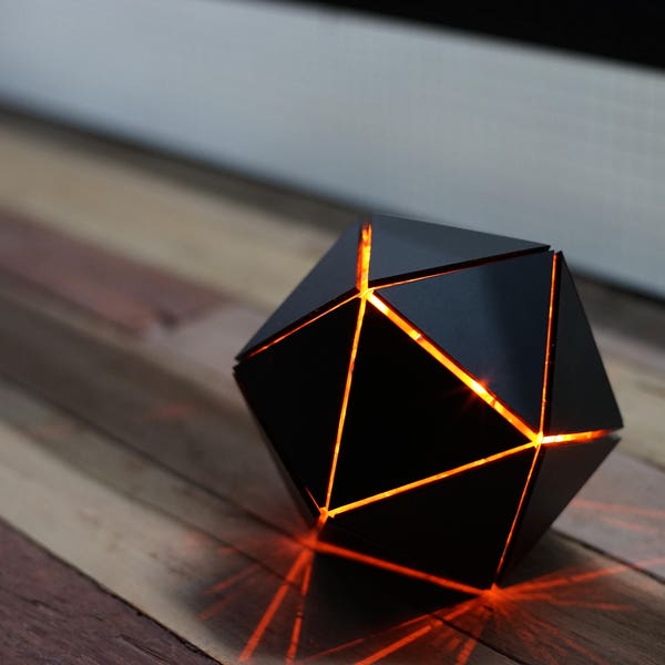 T20 Icosahedron | Table lamp | Industrial decoration | industrial light | Desk lamp | geometric light | sacred geometry | LED  |  usb lamp