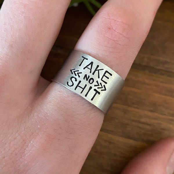 Take no shit,southwest,metal stamped adjustable ring,western,boho,ring,hippie,western style,cowgirl,country girl,metal ring,thumb ring