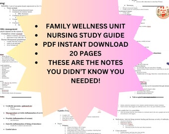 Family planning, Nurse study notes Female reproduction,contraceptives,STD’s, Medications, etc. Nurse Notes Study Guide.