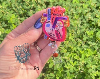Anatomical Heart Badge Reel, Retractable Badge Holder, Healthcare Badge Holder, Cardiology Team Badge Holder, Cath Lab Badge Reel, Heart.