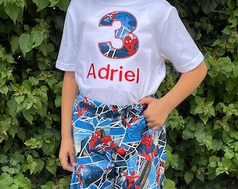 Spiderman birthday outfit set for boy’s personalized