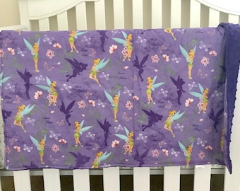 Personalized Princess Baby Blanket, Minky Backed, Tinkerbell Gift
