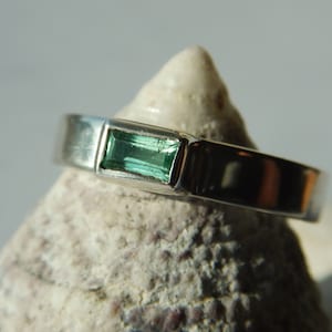 Columbian Emerald Sterling Silver Ring, Natural Untreated Emerald Gemstone