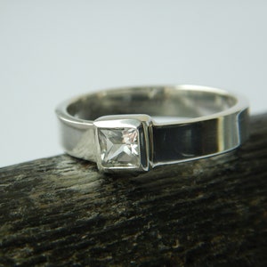 White Topaz, Sterling Silver Ring, Alternative to Diamond, April Birthstone