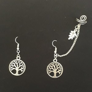 Tree of Life Chain Ear Cuff and Earring set,  Mystical Jewellery Collection.