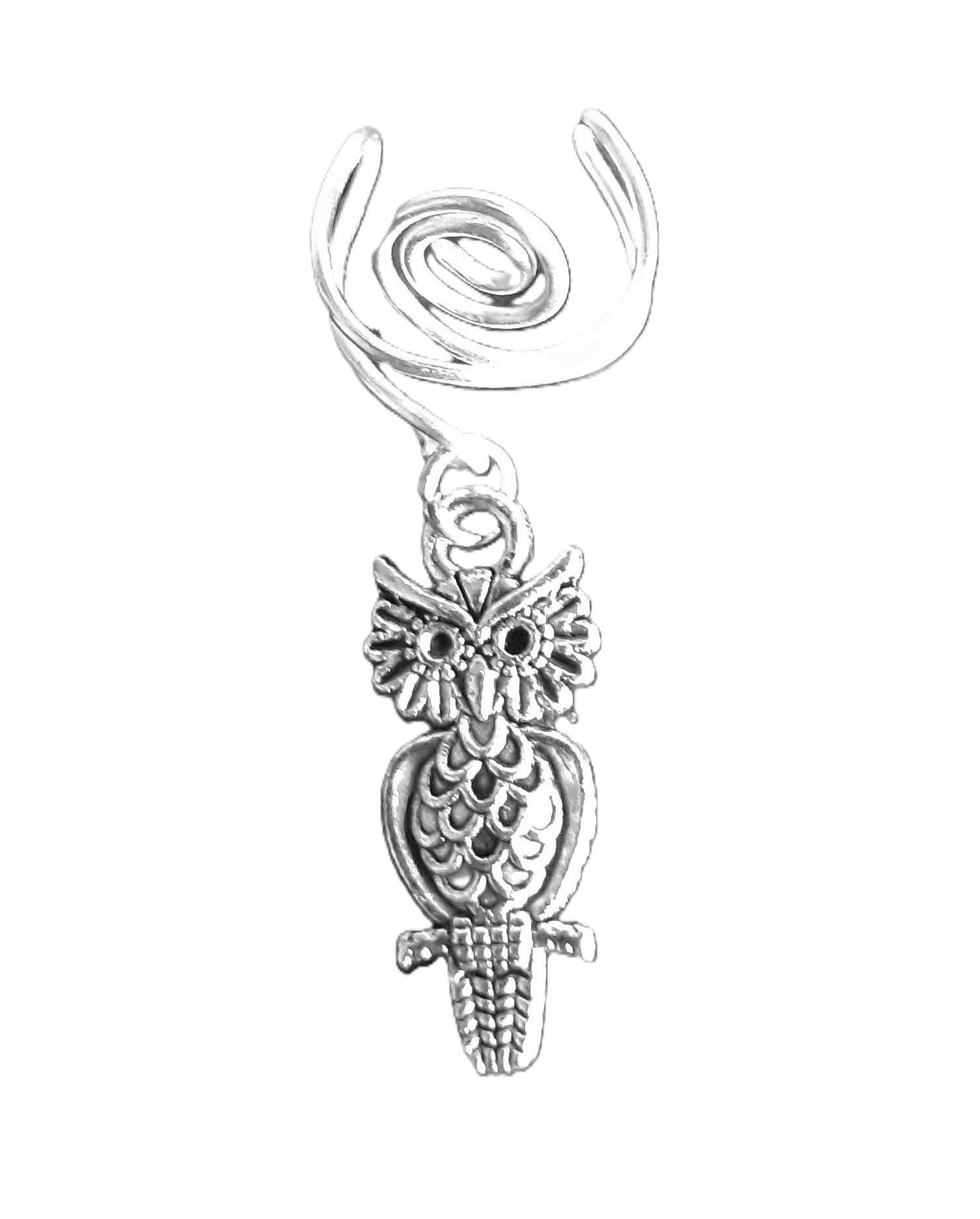 Owl Ear Cuff, Silver Tone Owl Earring, Woodland Jewellery.