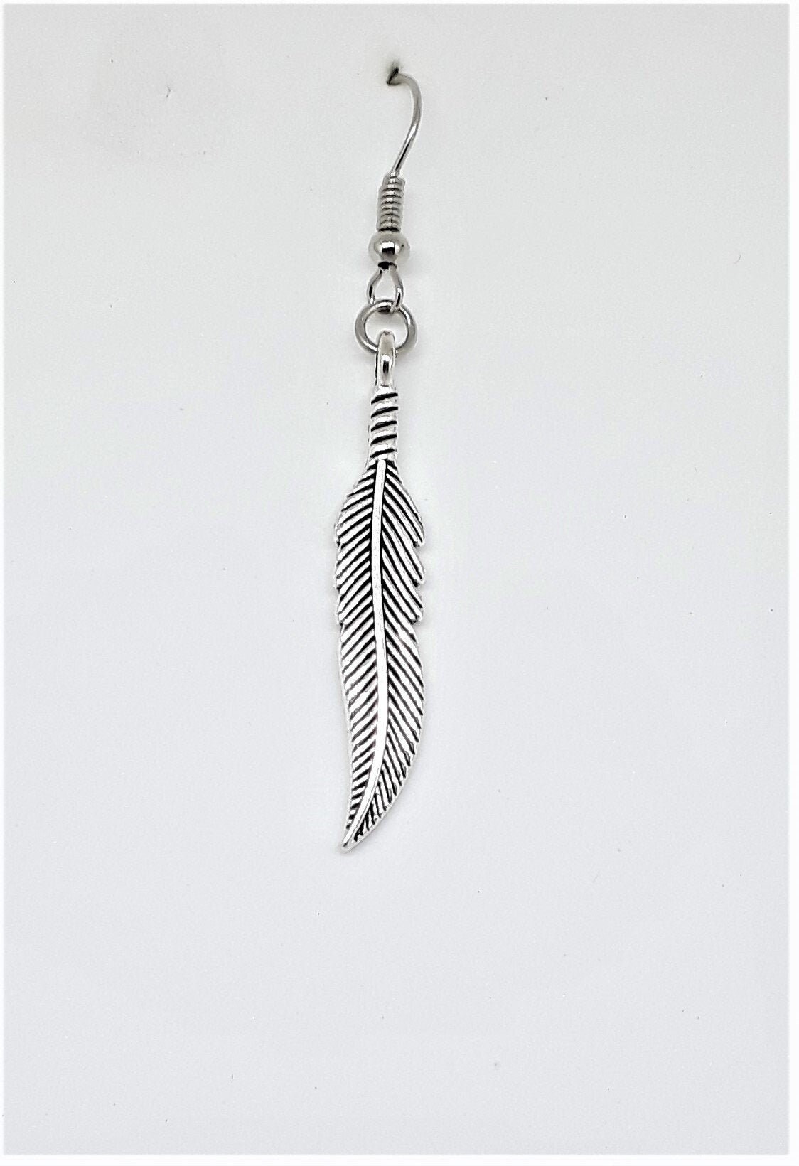 Single Feather Earring Woodland Collection Single Earring Etsy