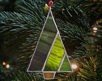 Evergreen Slope Ornament | Handmade Stained Glass Christmas Tree Decoration