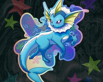 Mermaid Fox Sticker | Holographic Vinyl Anime Gamer Sticker