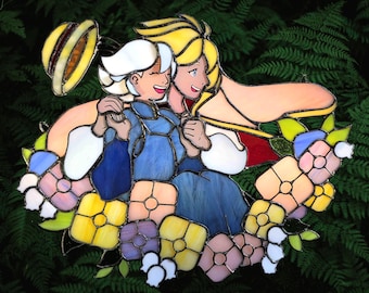 Howl and Sophie | Handmade Stained Glass Suncatcher Panel