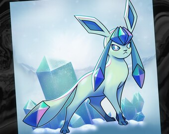 Ice Crystal Fox Print | 8 x 8 Art Print