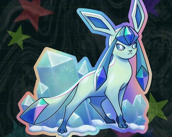 Ice Crystal Fox Sticker | Holographic Anime Gamer Sticker