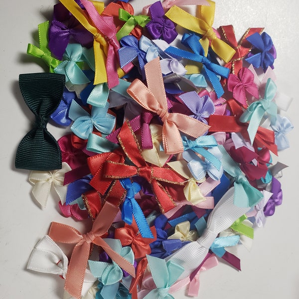 Assorted Ribbon Bows, 100 PCS, Solid Color, Multipurpose, Card Making, Crafts, Journaling, And A lot More!!!