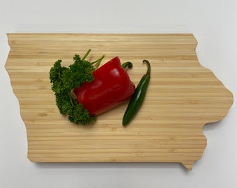 In STOCK & READY to SHIP! Bamboo Cutting Board, Iowa, Cheese Board, State Cutting Board, Personalized Gift, Butcher Block, Custom Gift