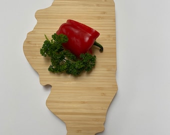 In STOCK & READY to SHIP! Bamboo Cutting Board, Illinois, Cheese Board, State Cutting Board, Personalized Gift, Butcher Block, Custom Gift