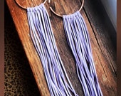 12 39 39 hammered copper hoops with purple faux suede