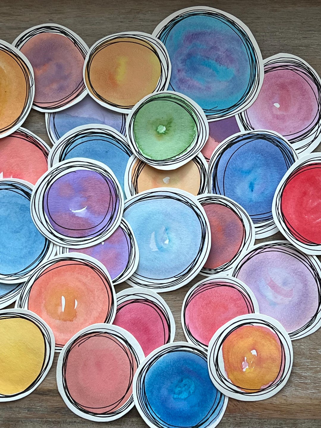 Journal Fodder Journal Fodder Circles- Watercolor - 20 Pieces - Etsy