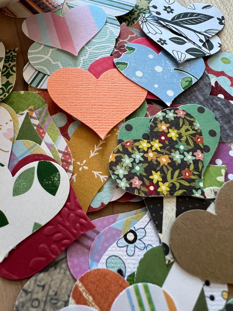 Assorted Paper Hearts- Confetti, Scrapbooks, Junk Journals , Valentines ...