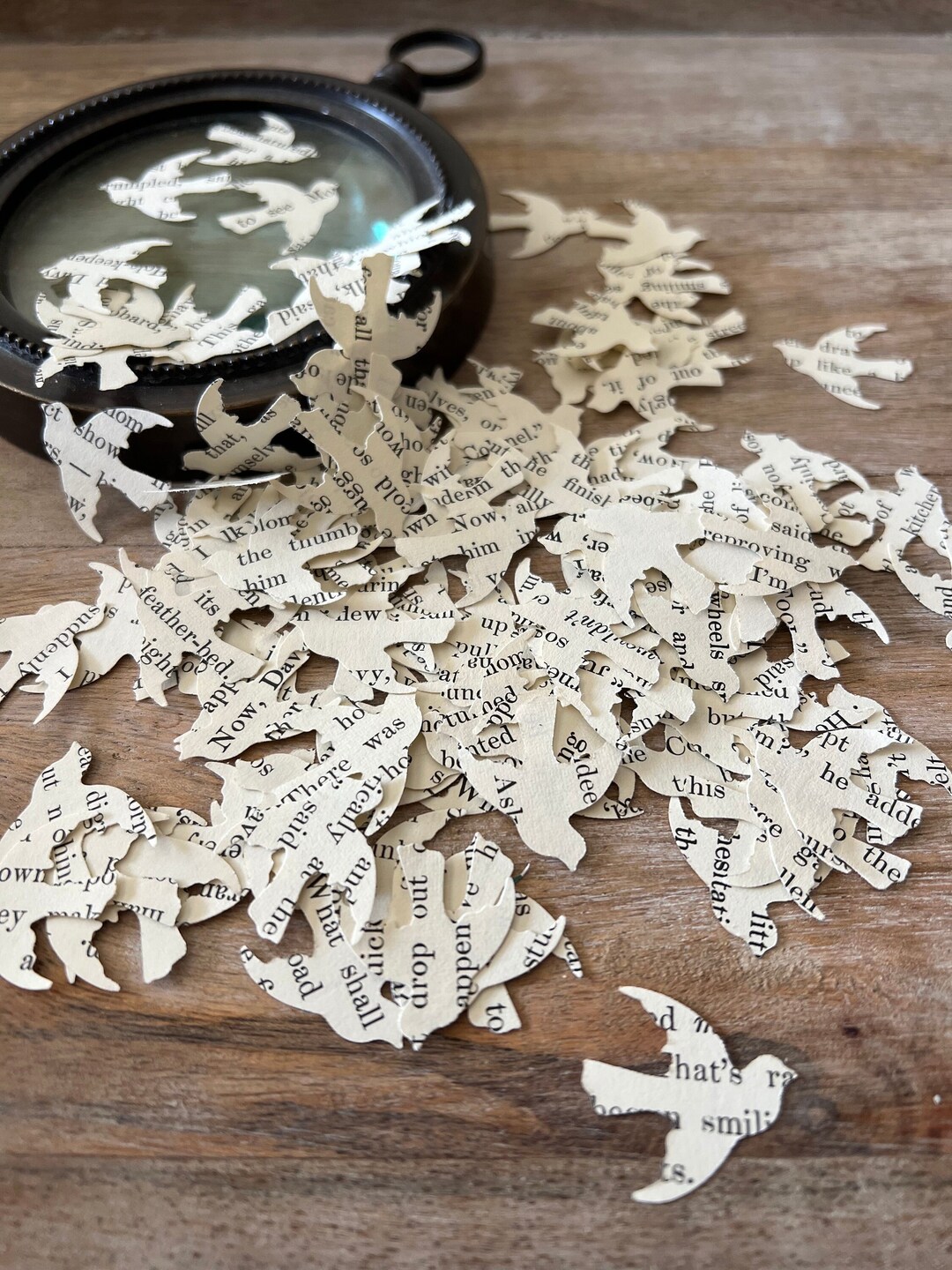 Vintage Book Page Confetti ..BIRDS.. Set/200 Etsy