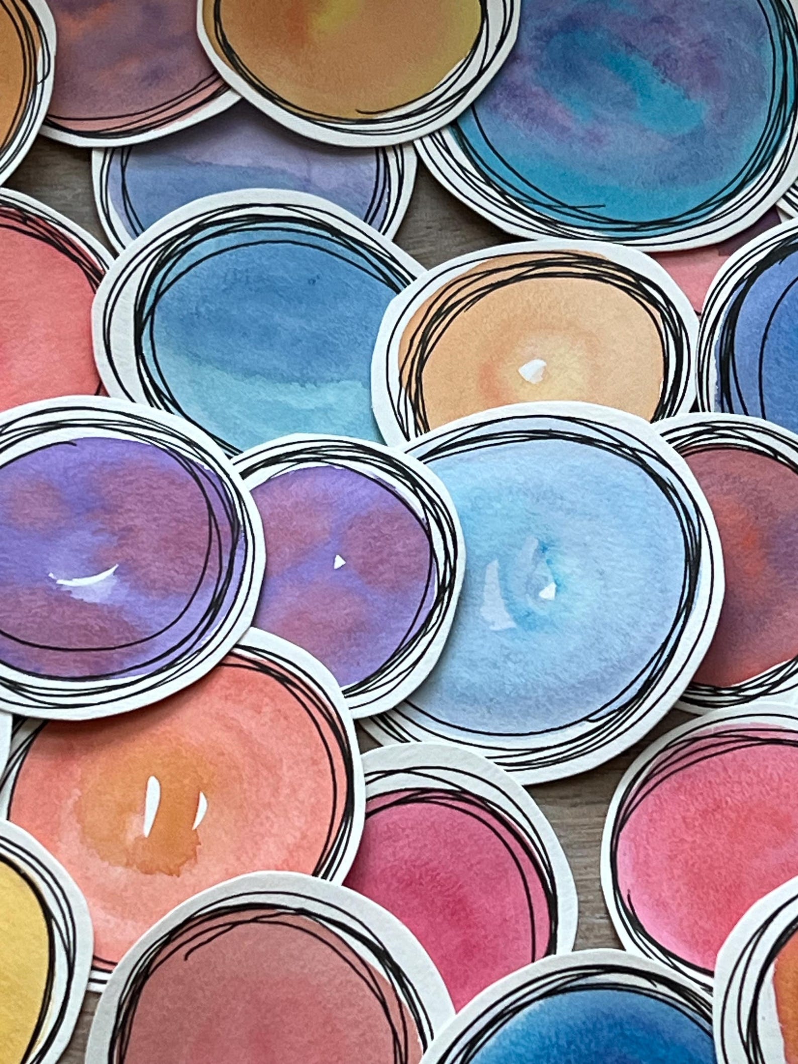 Journal Fodder Journal Fodder Circles- Watercolor - 20 Pieces - Etsy
