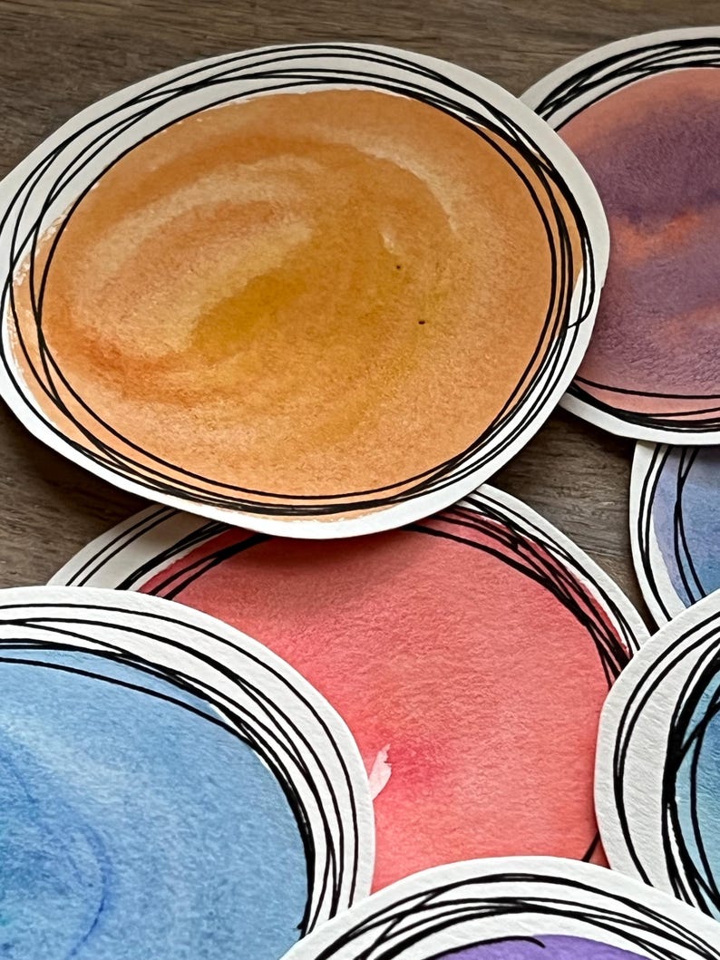 Journal Fodder Journal Fodder Circles- Watercolor - 20 Pieces - Etsy