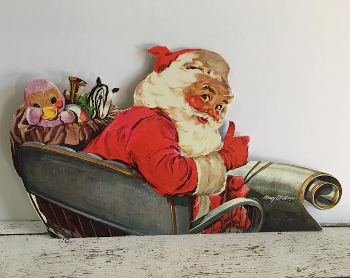 Vintage Cardboard Santa Display Board - Etsy
