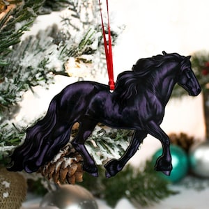 Friesian Horse Christmas Ornaments, Horse Ornaments, Friesian Horse Art, Horse Decor, Horse Gifts for Women, Gift for Horse Owner