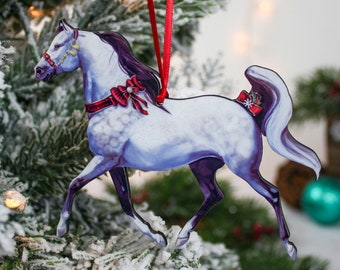 Arabian Horse Christmas Decor, Horse Christmas Ornament, Arabian Horse Ornament, Equine Gift for Horse Girl, Horse Lady Gift, Gray Arab