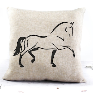 Dressage Horse Throw Pillow Cover, Sport Horse Gifts, Equestrian Decor, Hunter Jumper Sport Horse Pillow, Horse Decor, Equestrian Pillow 16"