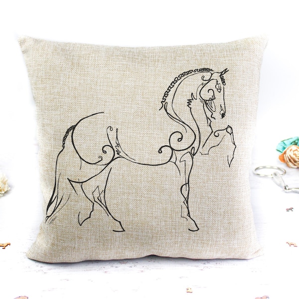 Dressage Horse Pillow Cover, Sport Horse Gifts for Women, Horse Throw Pillow Cover, Equestrian Gift Ideas, Horse Decor, Abstract Horse Art
