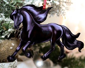 Horse Ornaments, Friesian Horse Ornament, Horse Lover Gift for Christmas, Horse Christmas Ornament, Friesian Horse Art