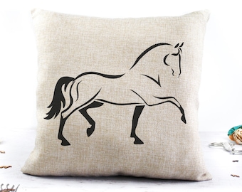 Dressage Horse Throw Pillow Cover, Sport Horse Gifts, Equestrian Decor, Hunter Jumper Sport Horse Pillow, Horse Decor, Equestrian Pillow 16"