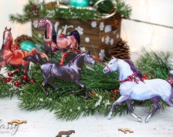 Arabian Horse Ornaments Set of 4, Horse Christmas Ornaments, Horse Gifts for Women, Horse Decor for Equestrian Gifts, Horse Lady Gifts