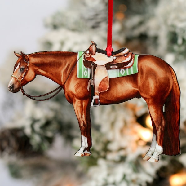 Quarter Horse Ornaments, Horse Gifts for Her, Horse Christmas Decor, Equestrian Gifts, Chestnut Horse, Western Pleasure Horses, Ranch Horses