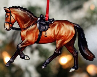 Side Saddle Horse Gifts, Side Saddle Horse Christmas Ornament, Side Saddle Horse Decor, Sport Horse Gifts for Women, Bay Side Saddle Horse