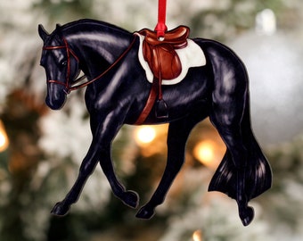 Hunter Under Saddle Horse Ornament, Hunt Seat Horse Christmas Ornament, Sport Horse Gift, Equestrian Decor, Black Horse Christmas Decoration