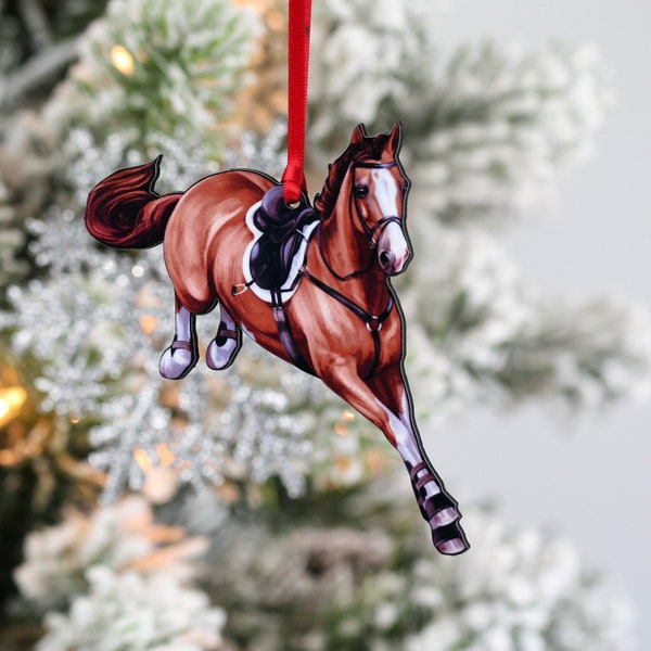 Equestrian Gifts for Her, Hunter Jumper Horse Christmas Ornaments, Horse Decor, Equestrian Decor, Jumping Horse Ornaments, Sport Horse Gifts